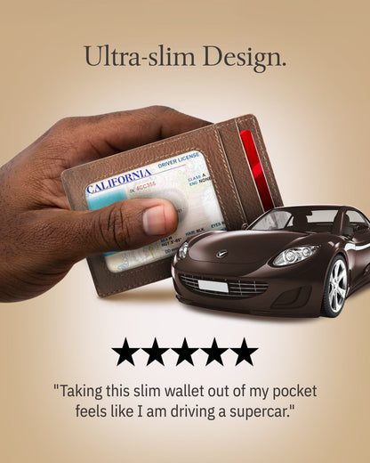 Genuine Leather Slim Card Holder – RFID Blocking, Thumb-Hole Access