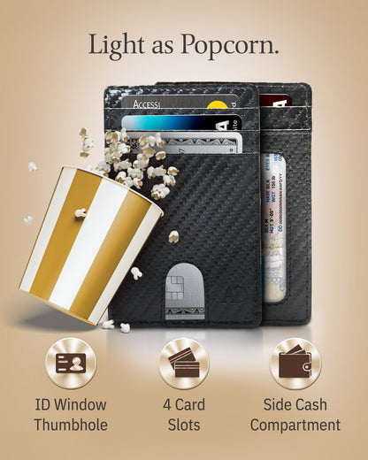 Genuine Leather Slim Card Holder – RFID Blocking, Thumb-Hole Access