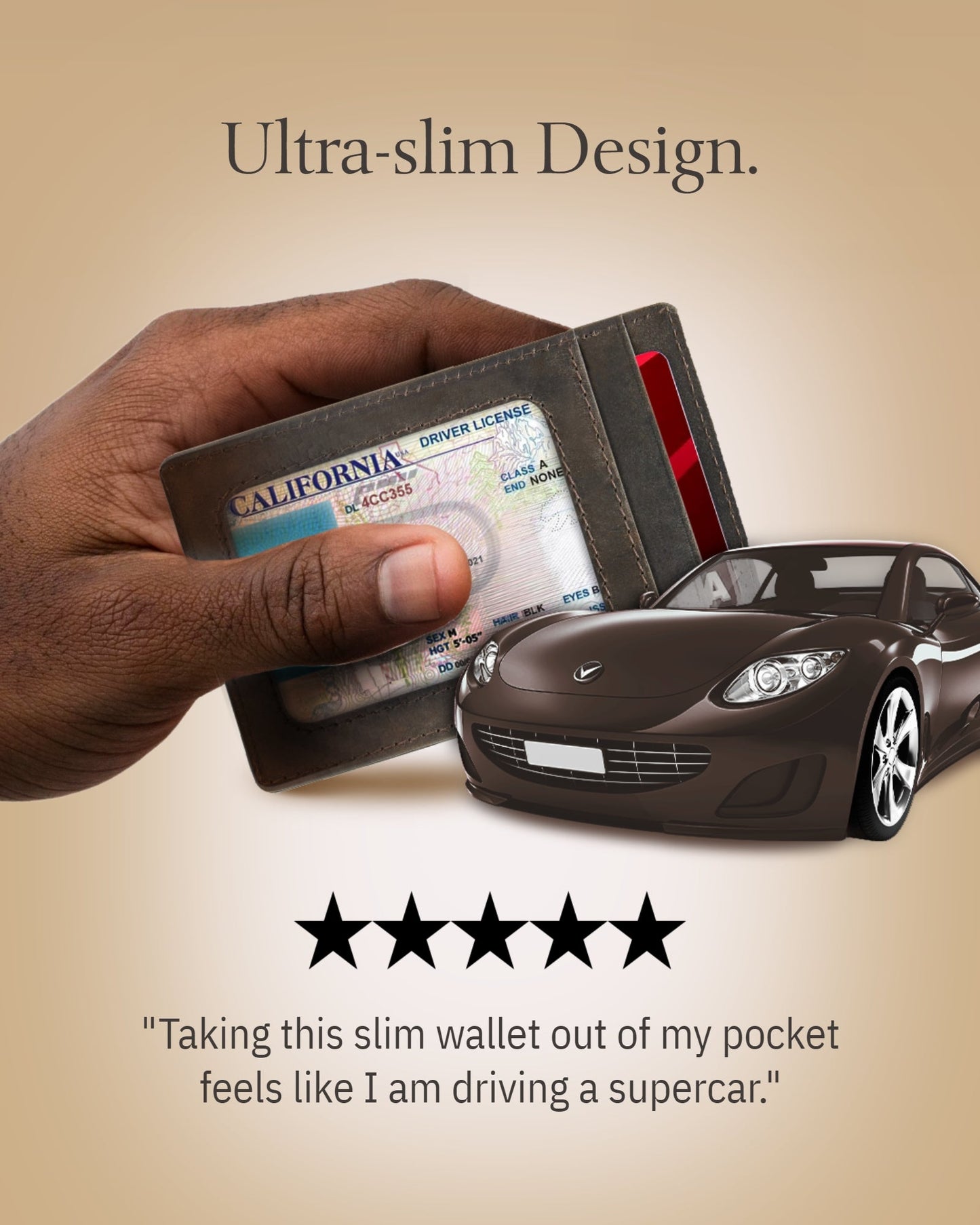 Genuine Leather Slim Card Holder – RFID Blocking, Thumb-Hole Access