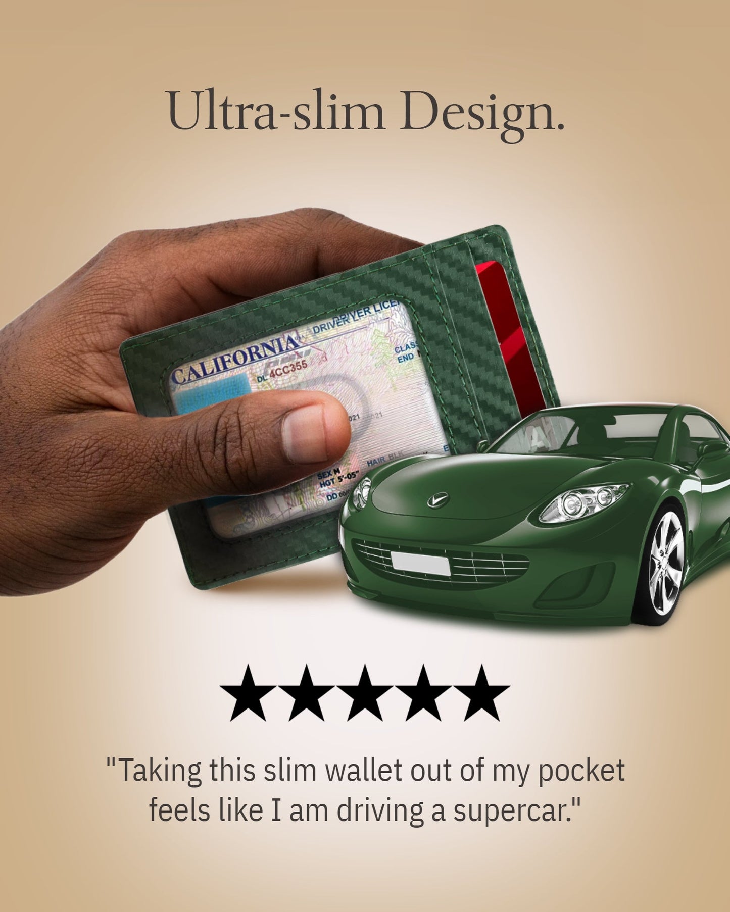 Genuine Leather Slim Card Holder – RFID Blocking, Thumb-Hole Access