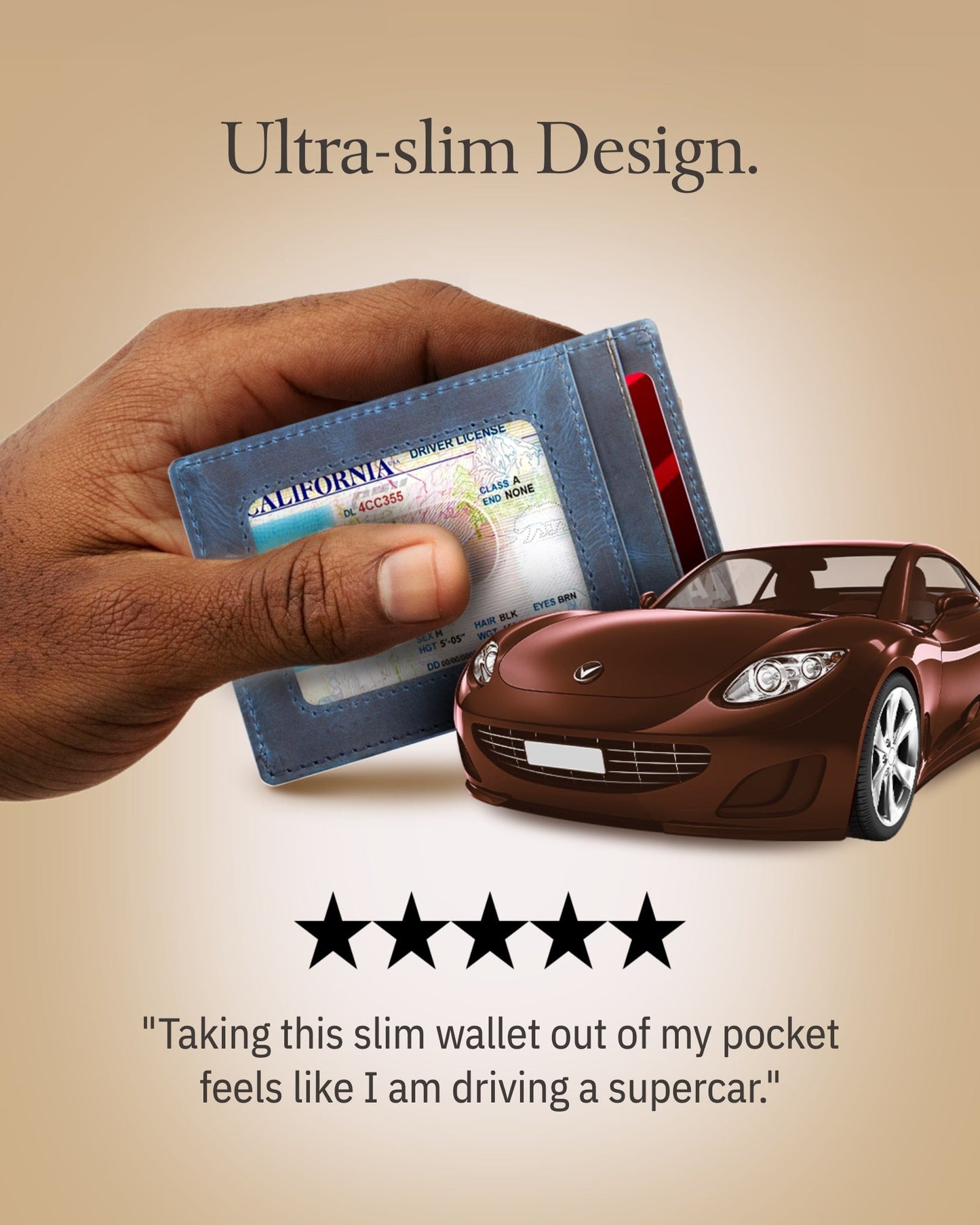 Genuine Leather Slim Card Holder – RFID Blocking, Thumb-Hole Access