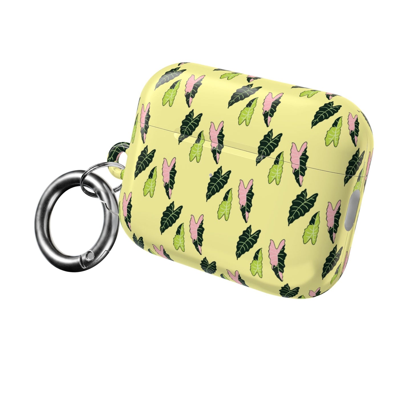 Alocasia Pattern Earbud Case – Slim Protective Cover With Carabiner