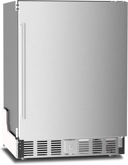 Kismile 24 Inch Built-In Double Drawer Refrigerator, 5.0 Cu.Ft Under Counter Beverage Fridge for Wine & Beer, Stainless Stee