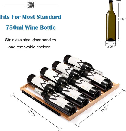 24 Inch Wooden Shelves Built-in Wine Fridges Cooler Beverage Refrigerator W51145B