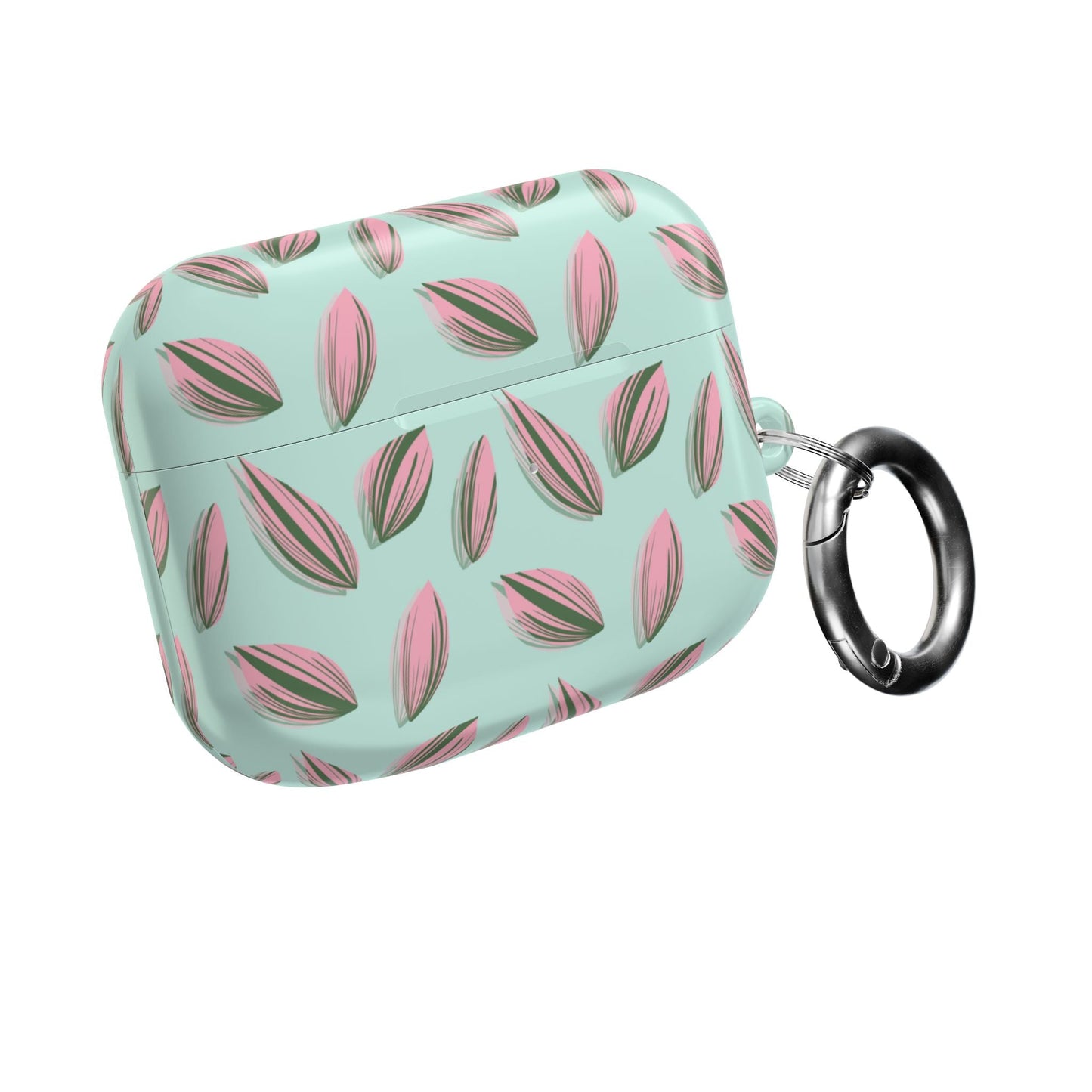 Tradescantia Nanouk Pattern Earbud Case – Slim Protective Cover With Carabiner