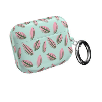 Tradescantia Nanouk Pattern Earbud Case – Slim Protective Cover With Carabiner