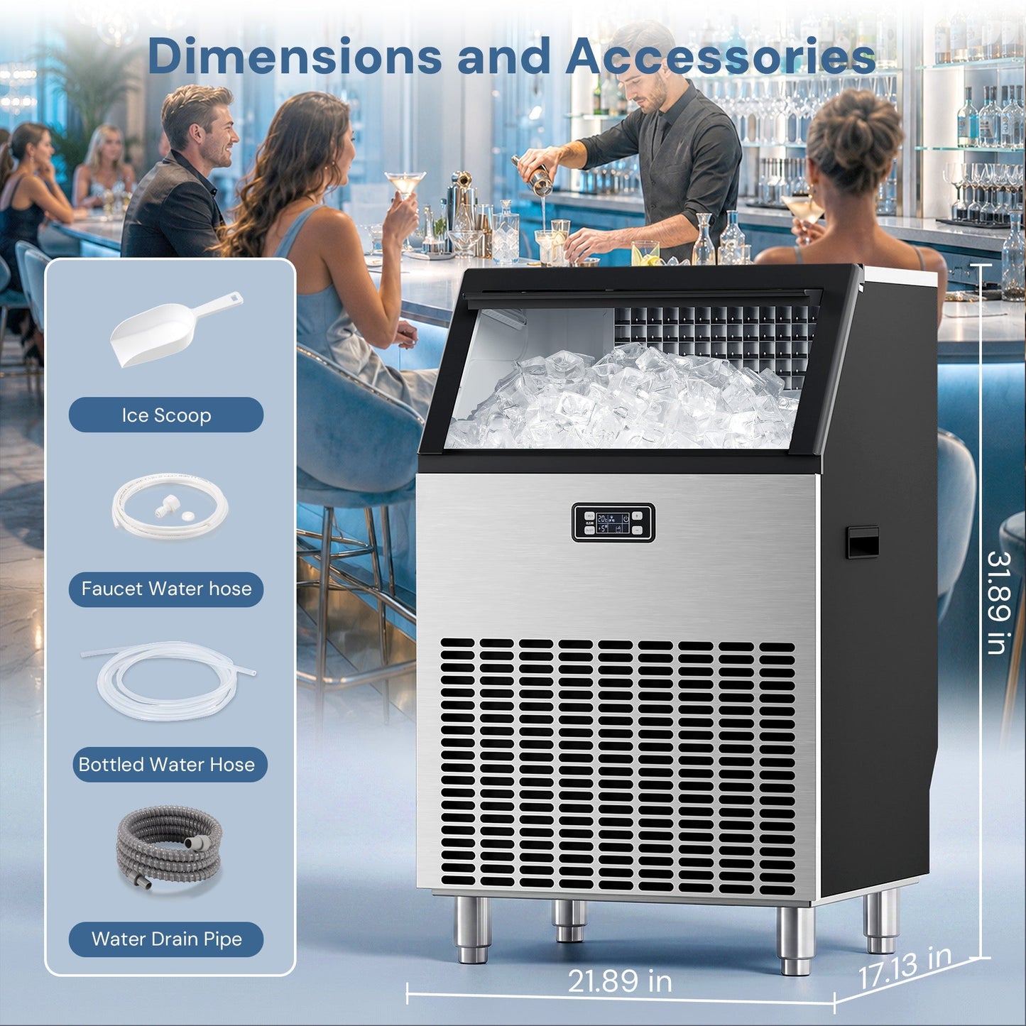 200LBS Freestanding Commercial Ice Maker Z5895