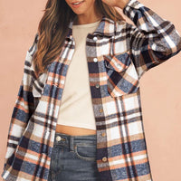 Multicolor Plaid Casual Button Up Flannel Shacket Anytime