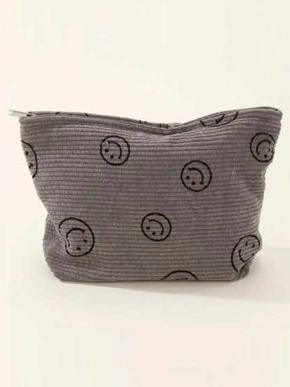 Zenana Corduroy Smile Clutch Bag With Pinstripe Print