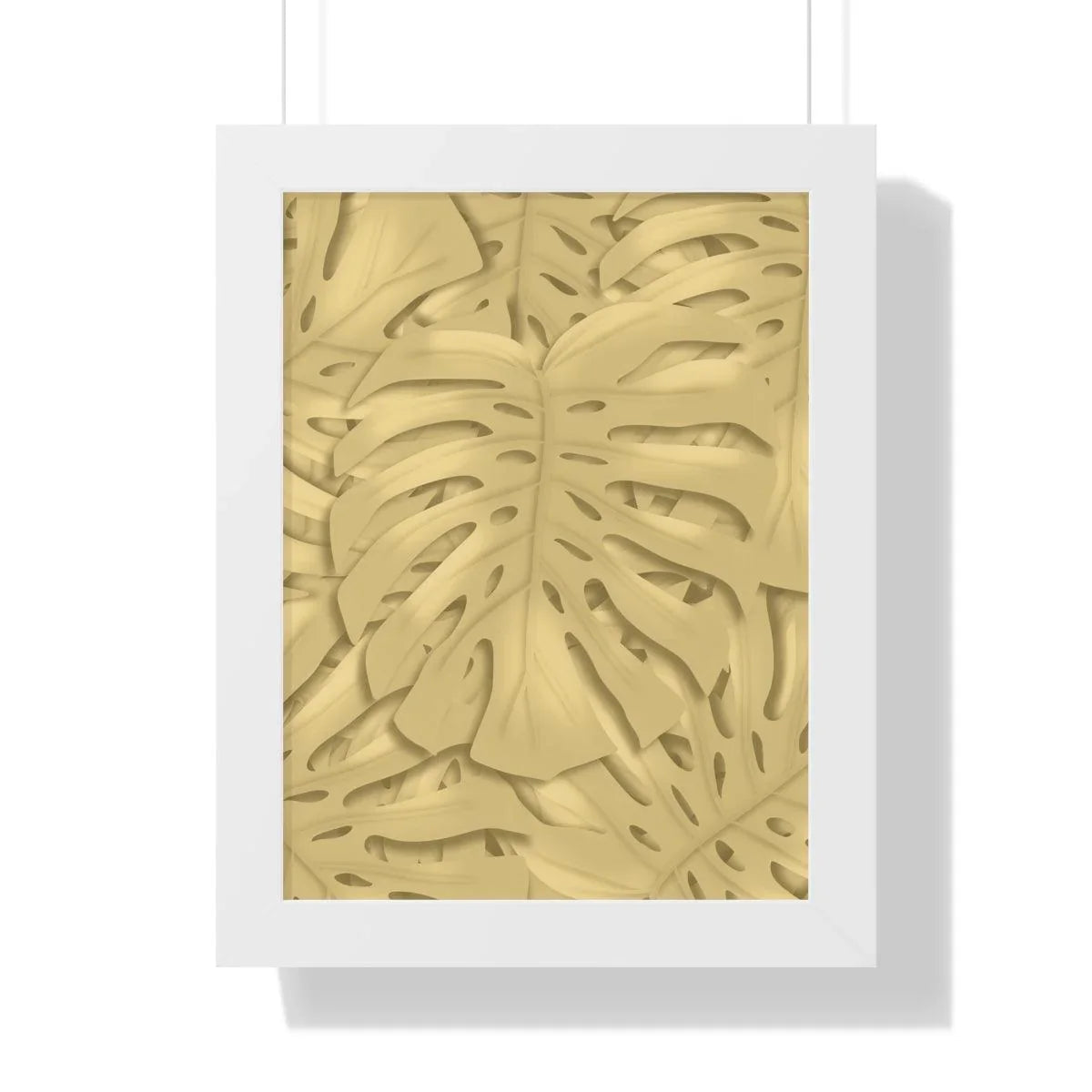 Golden Monstera Framed Print – Botanical Wall Art