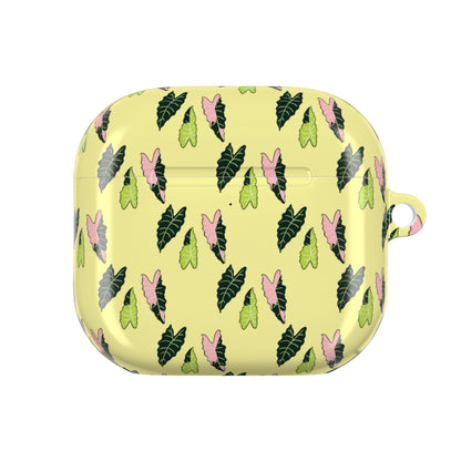 Alocasia Pattern Earbud Case – Slim Protective Cover With Carabiner