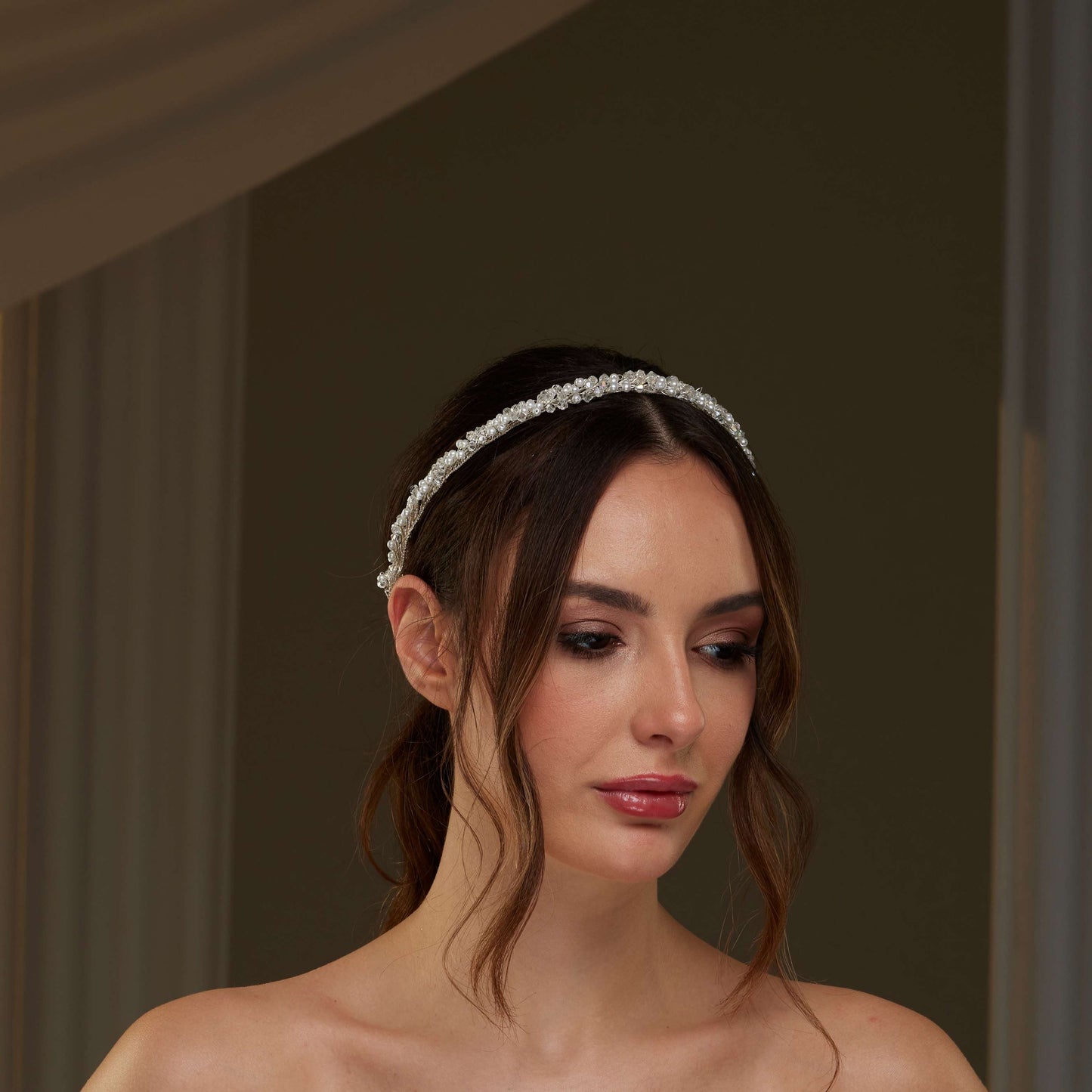 Pearl and  Crystal Halo Band