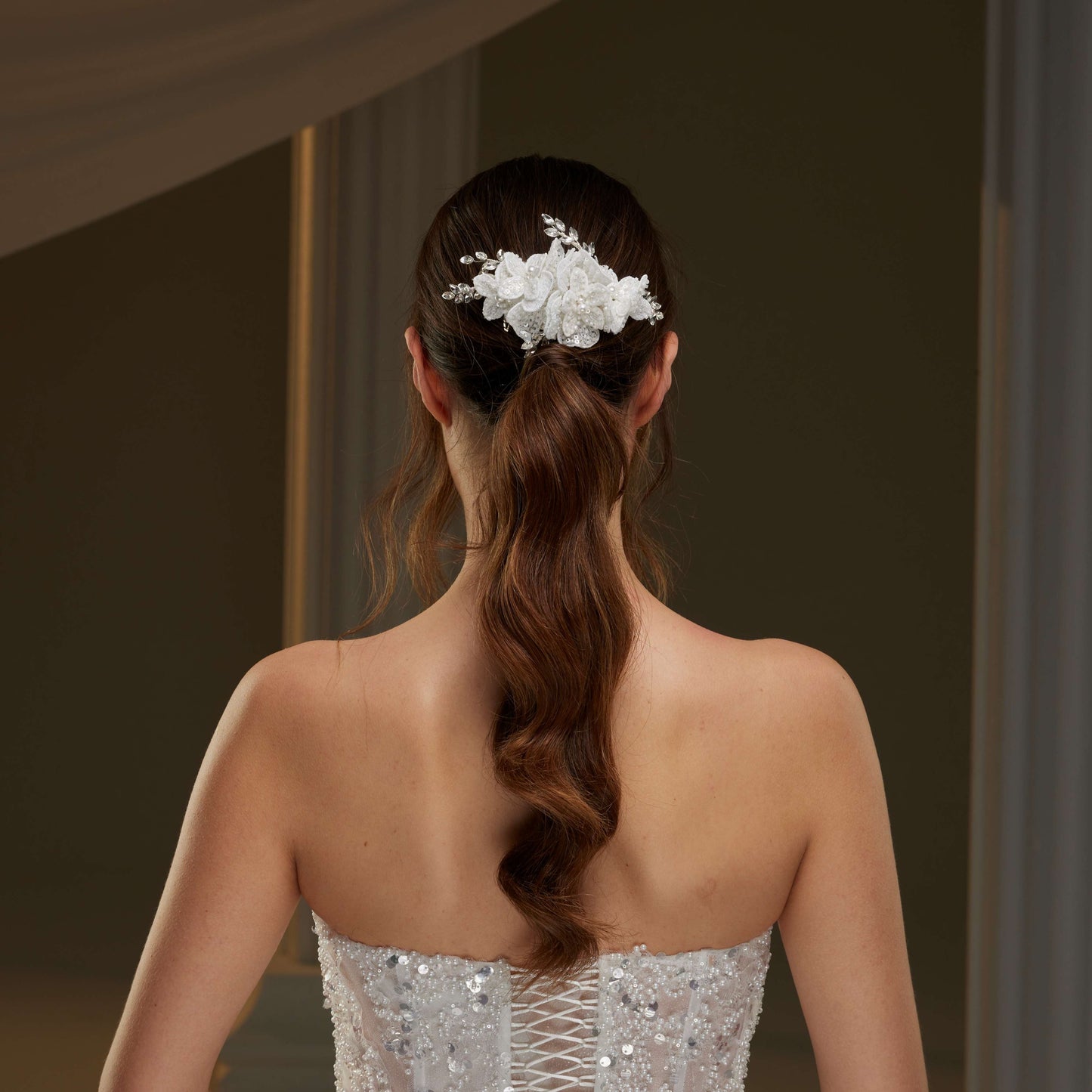 Rhinestone and Pearl Hair Comb