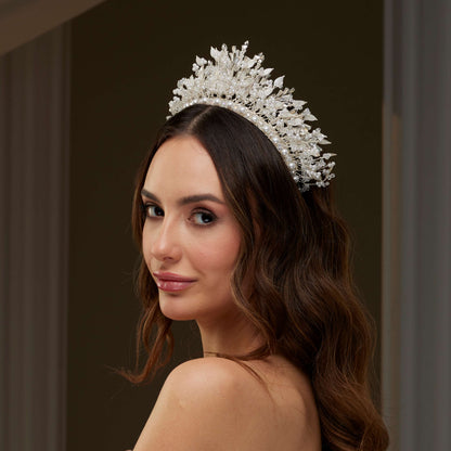 Luxury Bridal Tiara with Crystals & Pearls