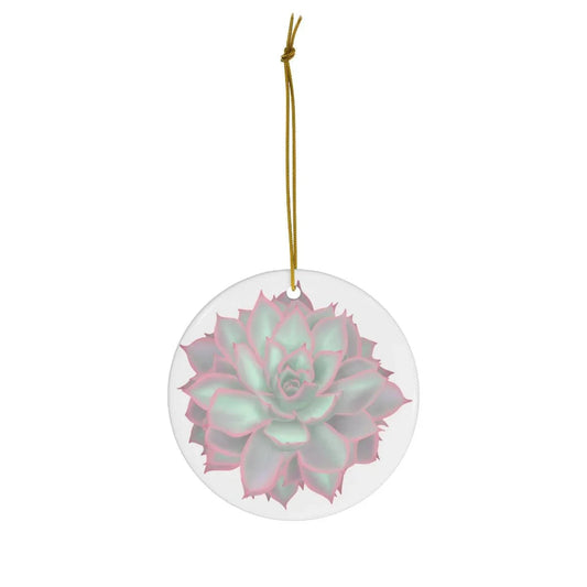 Graptopetalum Murasaki Succulent Ceramic Ornament – Gold Tone String