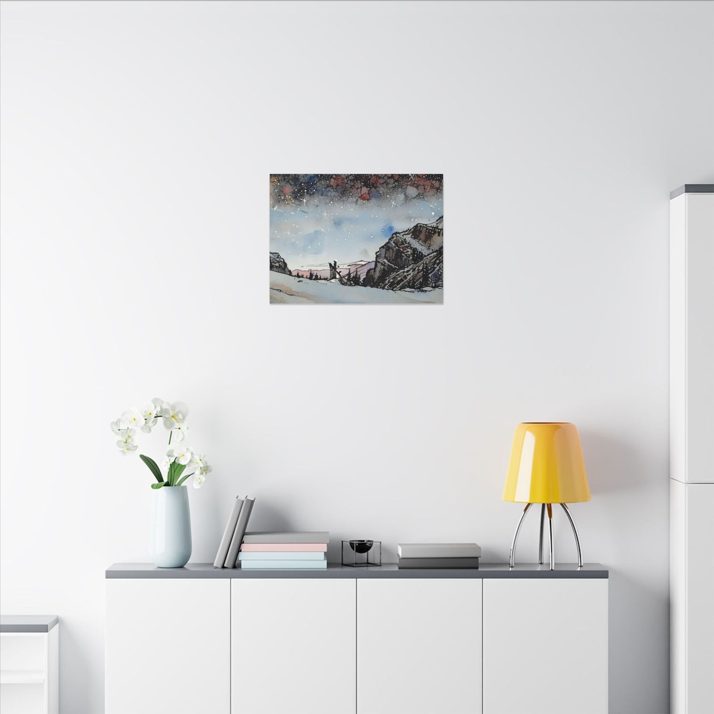 Scenic Canvas Wall Art, Mountain Landscape Decor, Starry Night Artwork, Nature Lover Gift, Home Interior Accent, Holiday Decoration
