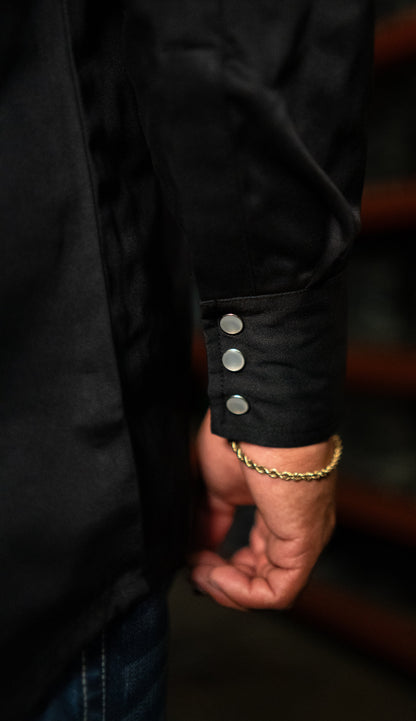 FR Western Style Pearl Snap - Black