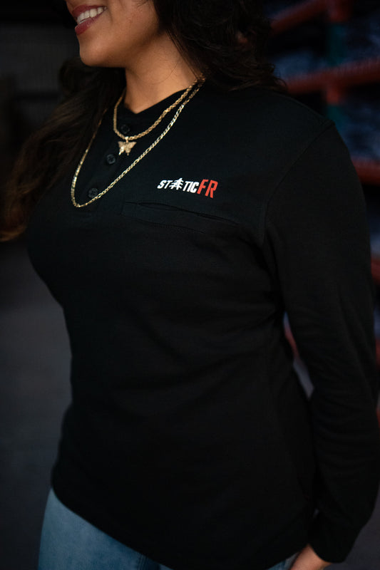 Women's FR 3-Button Henley - Black