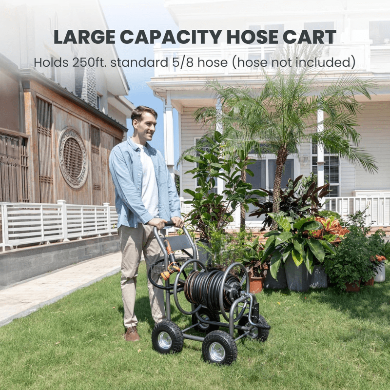 Garden Hose Reel Cart-4 Wheels-Heavy Duty