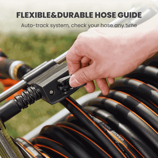 Garden Hose Reel Cart-2 Wheels-Stainless Steel-Heavy Duty