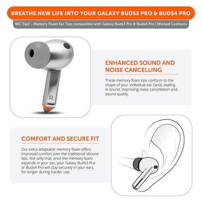 Galaxy Buds Pro 3 & 4 Memory Foam Ear Tips - WC TipZ Galaxy