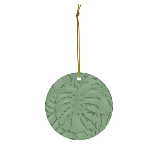 Sage Green Monstera Ceramic Ornament
