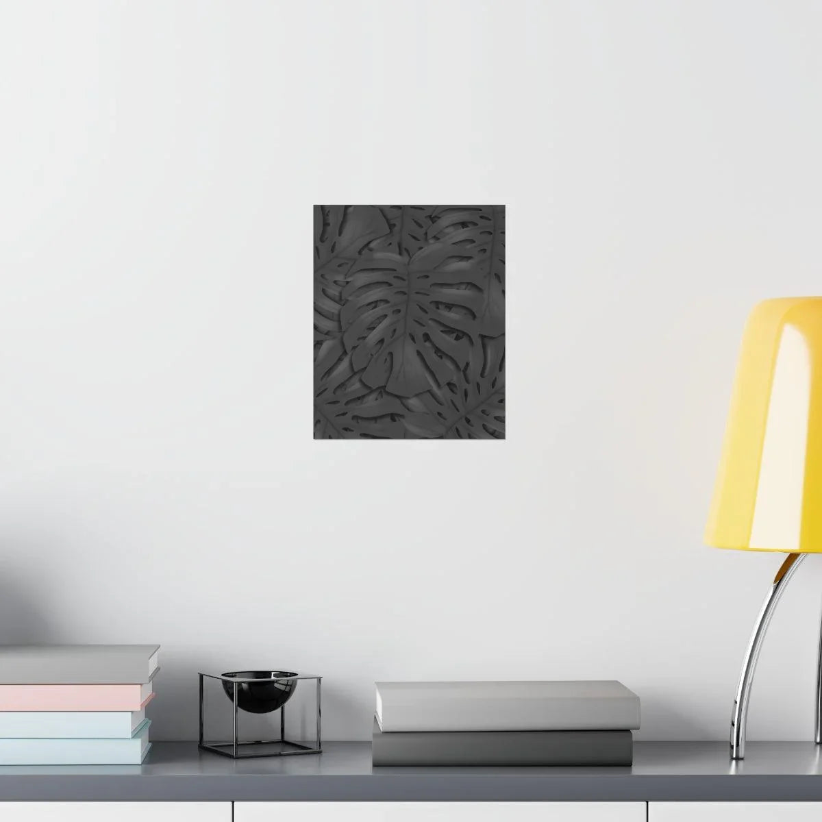 Charcoal Monstera Botanical Print – Unframed Wall Art