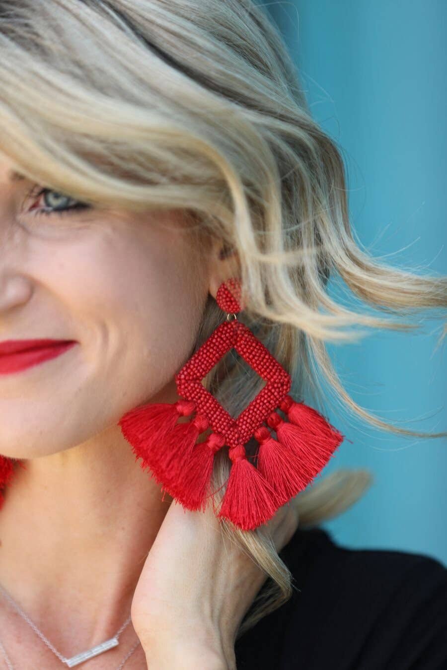 Hot Pink Ellie Fringe Drop Earrings