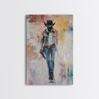 Cowboy, Vintage Horse Art, Southwest Wall Art, Rustic Wall Art, Canvas Print, Above Couch Art, Bedroom Art, Farmhouse Art