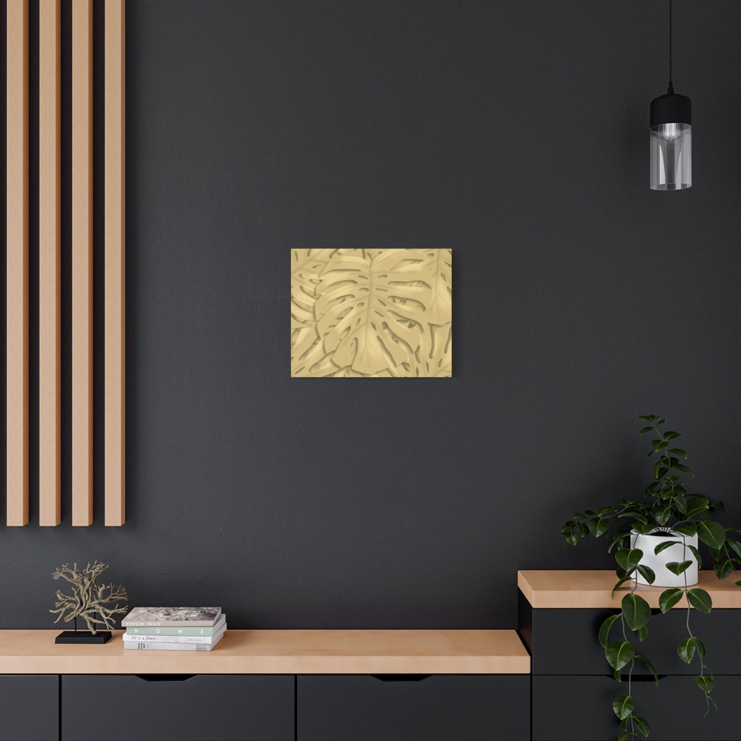 Golden Monstera Canvas Print – Botanical Wall Art