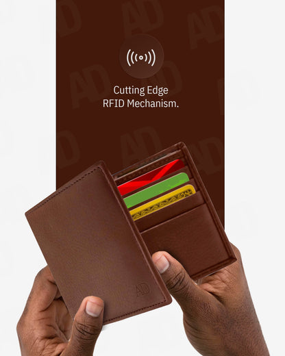 Genuine Leather Slim Bifold Wallet – ID Window, RFID Blocking