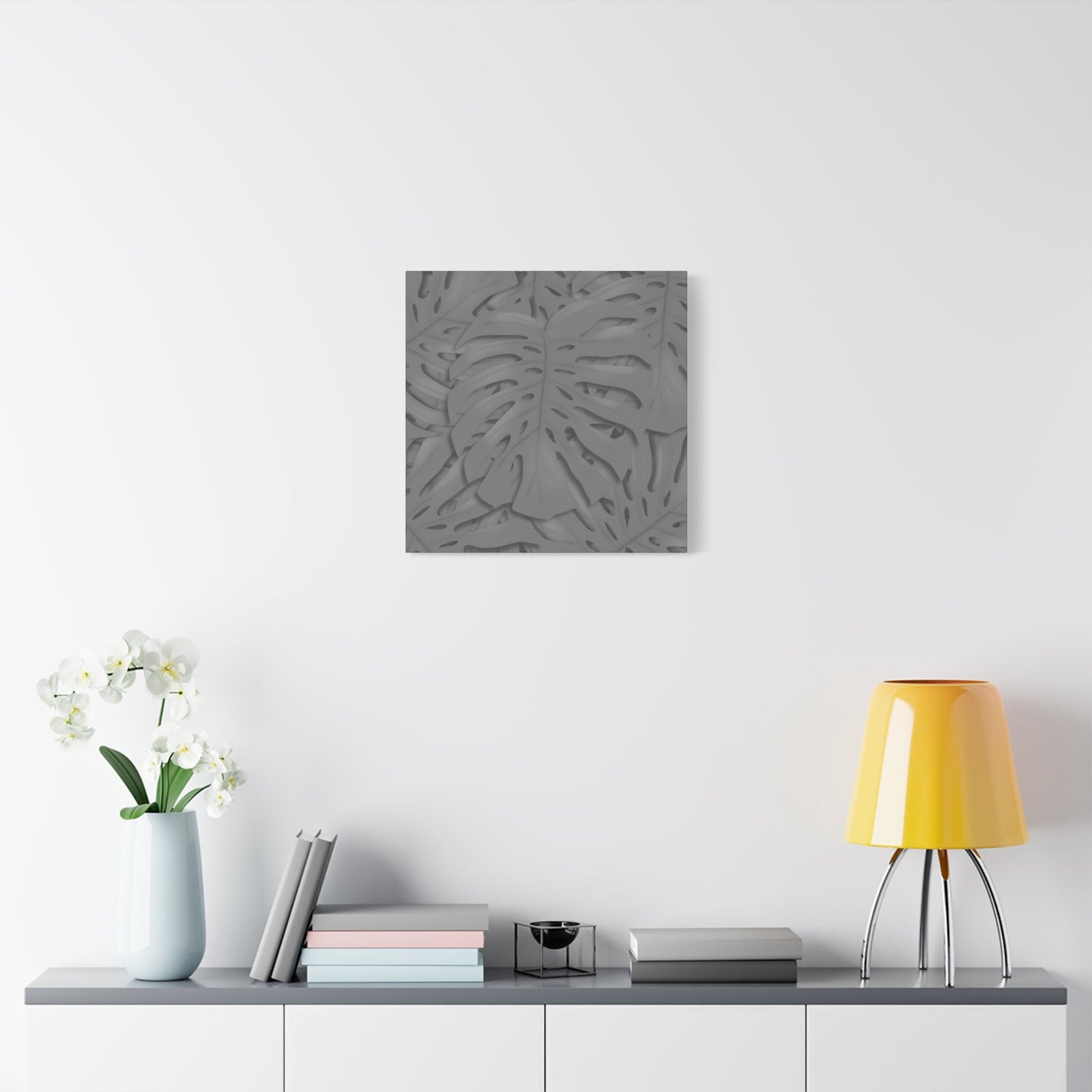 Grey Monstera Canvas Print – Botanical Wall Art