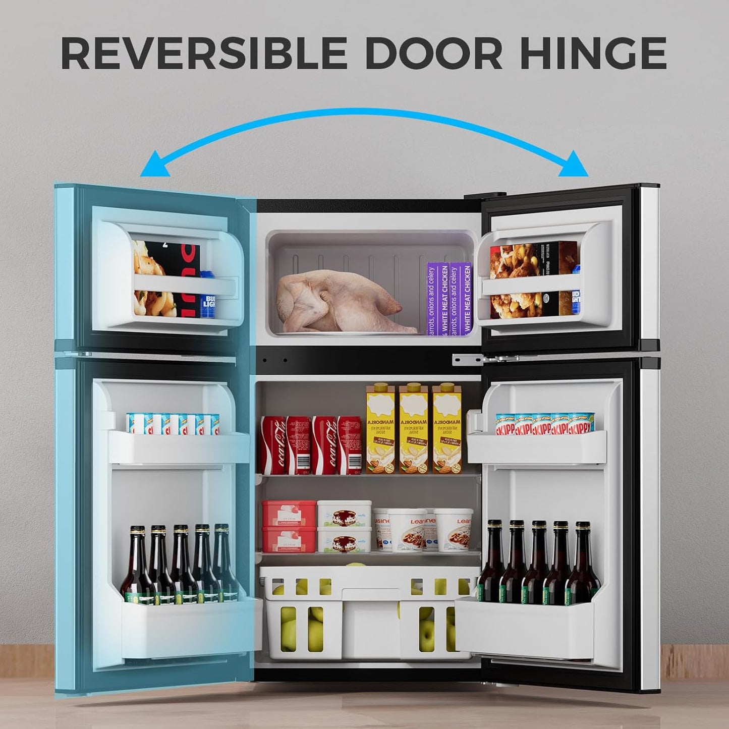 3.2 Cu.Ft Mini Fridge with Freezer, Double Door Compact Refrigerator 58087RRE0