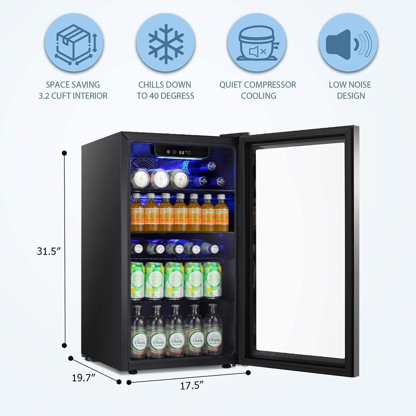 3.2 cu.ft  Wine Cooler/Cabinet Beverage Refrigerator W5899H