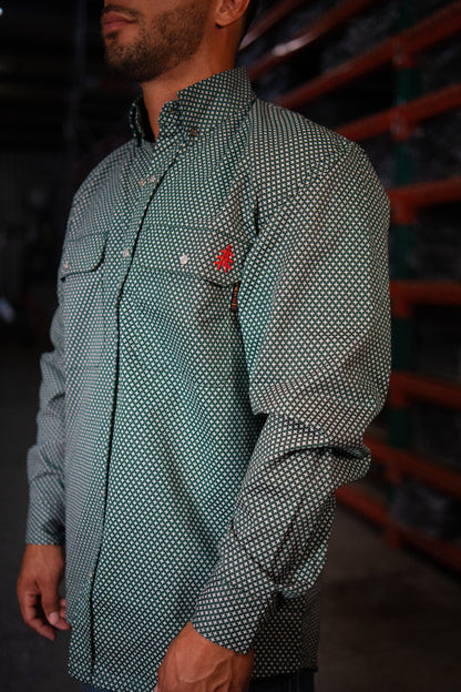 FR Pearl Snap Work Shirt - Gunner Green