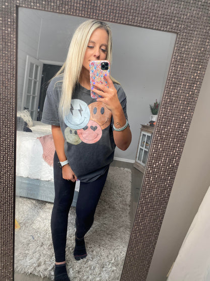Vintage/Distressed Smiley Short Sleeve T-Shirt