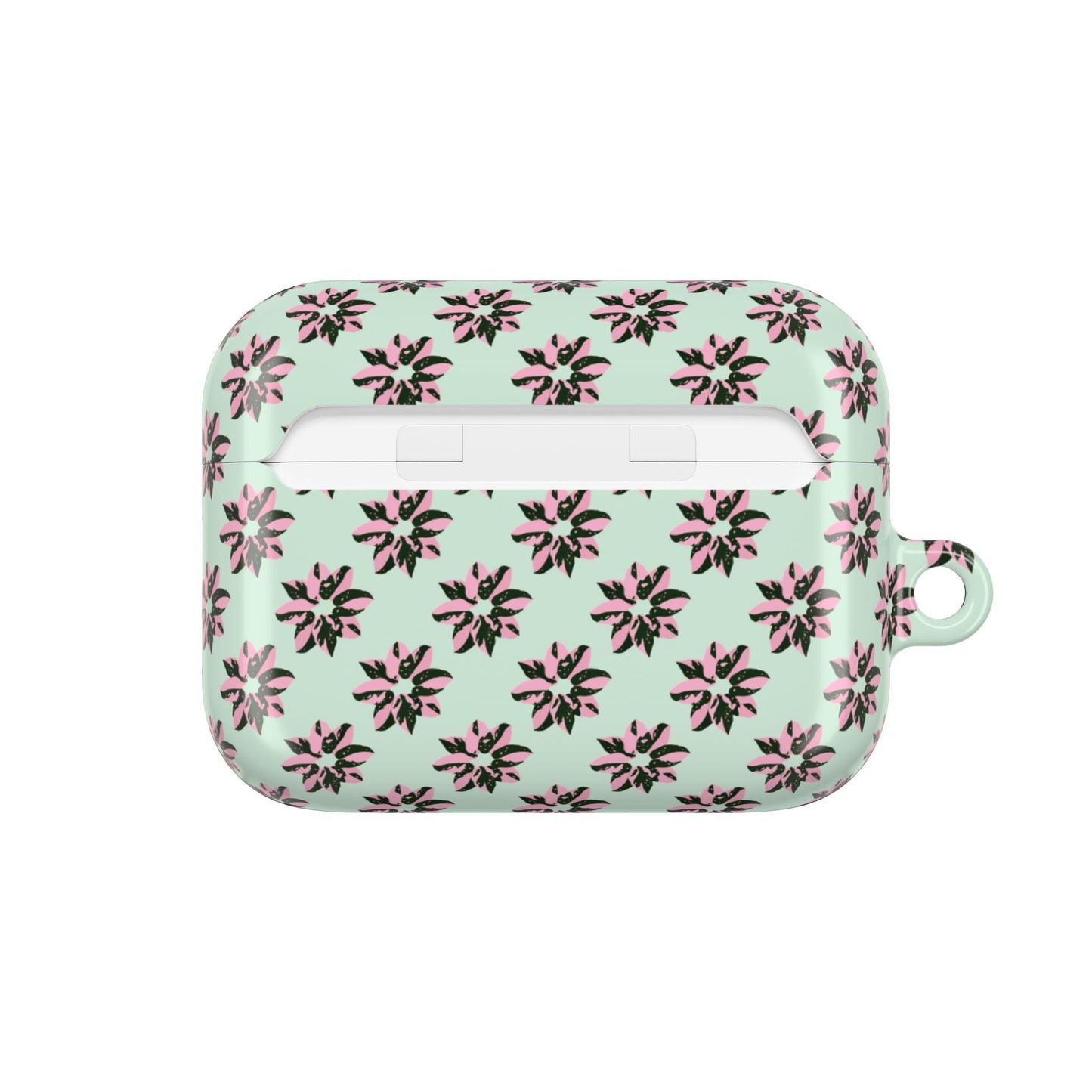 Pink Princess Philodendron Pattern Earbud Case – Slim Protective Cover With Carabiner
