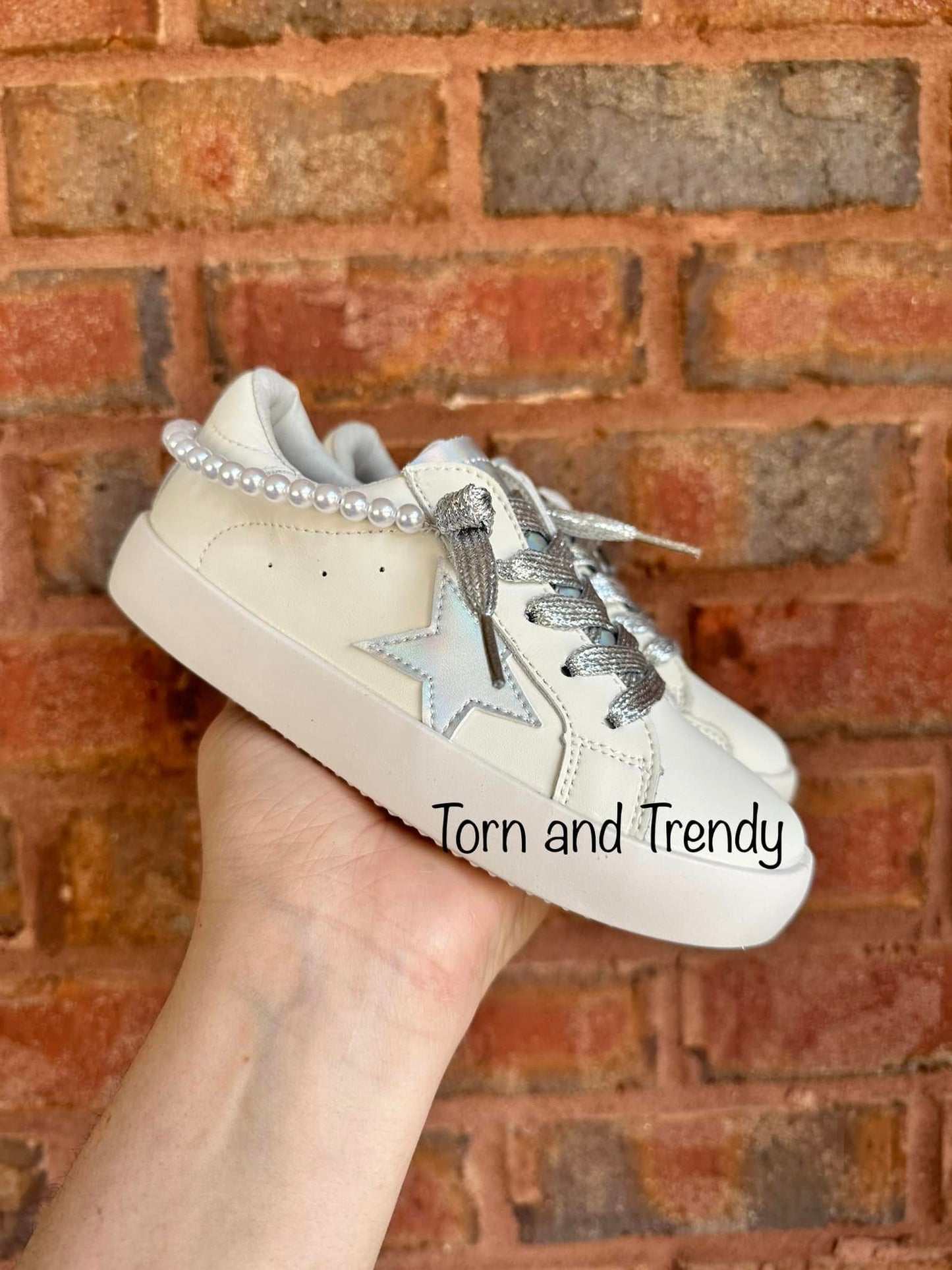 White with Pearls Star Sneakers