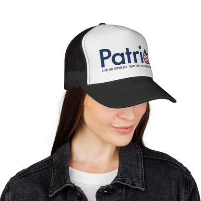 Patriox Trucker Hat — Patriotic Logo Mesh Cap ("Liquid Oxygen — Water for Health Freedom")