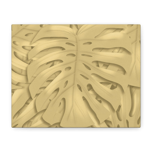 Golden Monstera Canvas Print – Botanical Wall Art