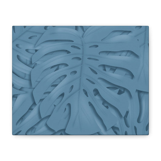 Cerulean Blue Monstera Canvas Print – Botanical Wall Art
