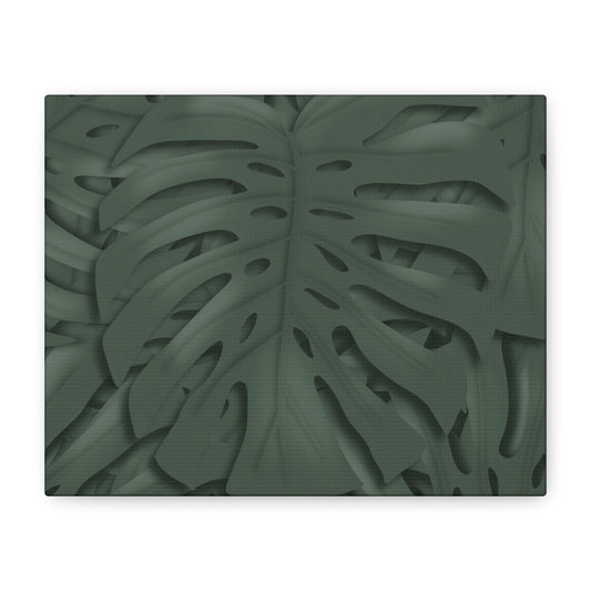 Deep Green Monstera Canvas Print – Botanical Wall Art