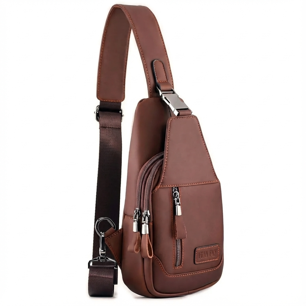 Men’s Leather Sling Bag – Secure Anti-Theft