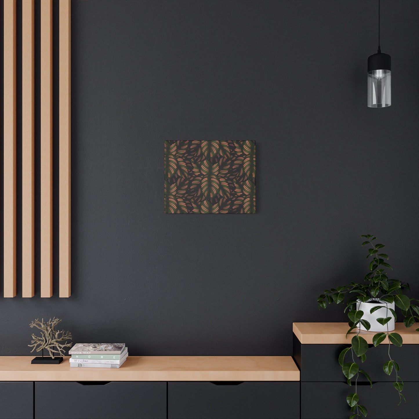 Calathea Pinstripe Pattern Canvas Print – Botanical Wall Art
