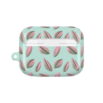 Tradescantia Nanouk Pattern Earbud Case – Slim Protective Cover With Carabiner