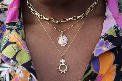 Rosary Bead Necklace 14k Gold
