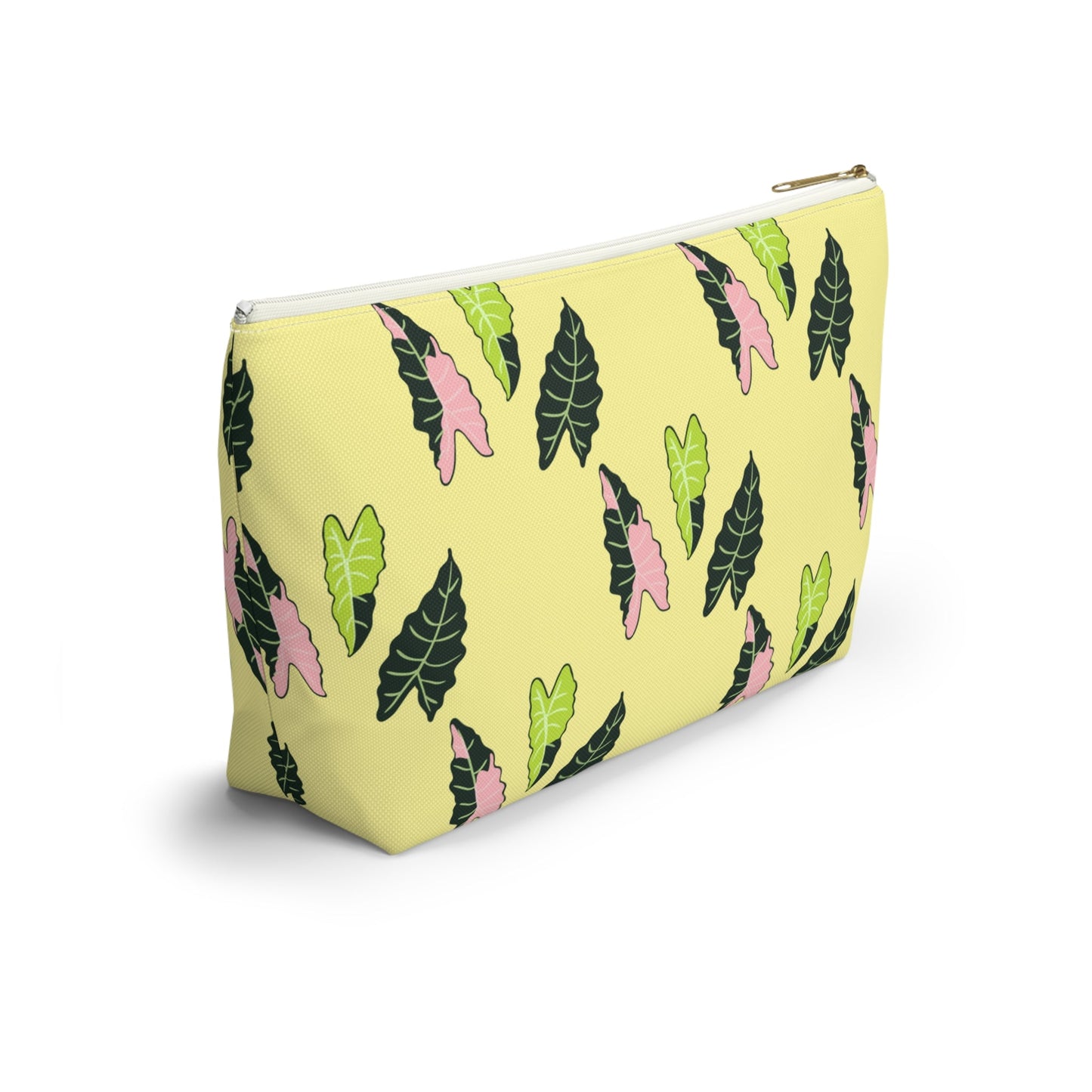 Alocasia Pattern Accessory Pouch – Zippered Catch-All With T-Bottom