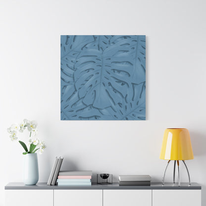 Cerulean Blue Monstera Canvas Print – Botanical Wall Art