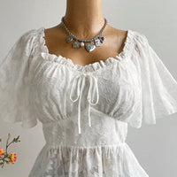 Plus Size Floral Flutter Sleeve Blouse with Smocked Back