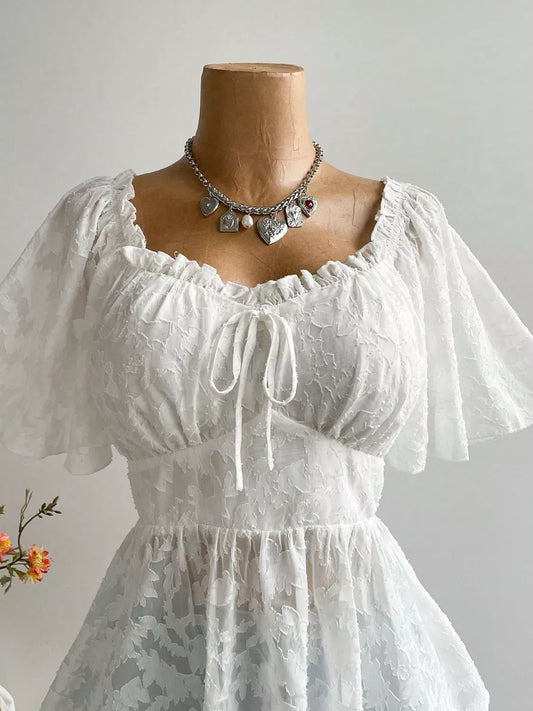 Plus Size Floral Flutter Sleeve Blouse with Smocked Back